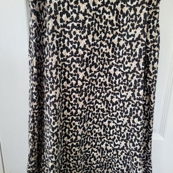 Old Navy Cami Ruffle Animal Print Linen Blend Mini Dress Size Medium - Picture 3 of 7